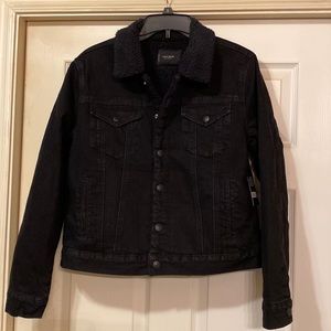 LUCKY BRAND DENIM TRUCKER JACKET  SHERPA LINED SIZE L  NWT